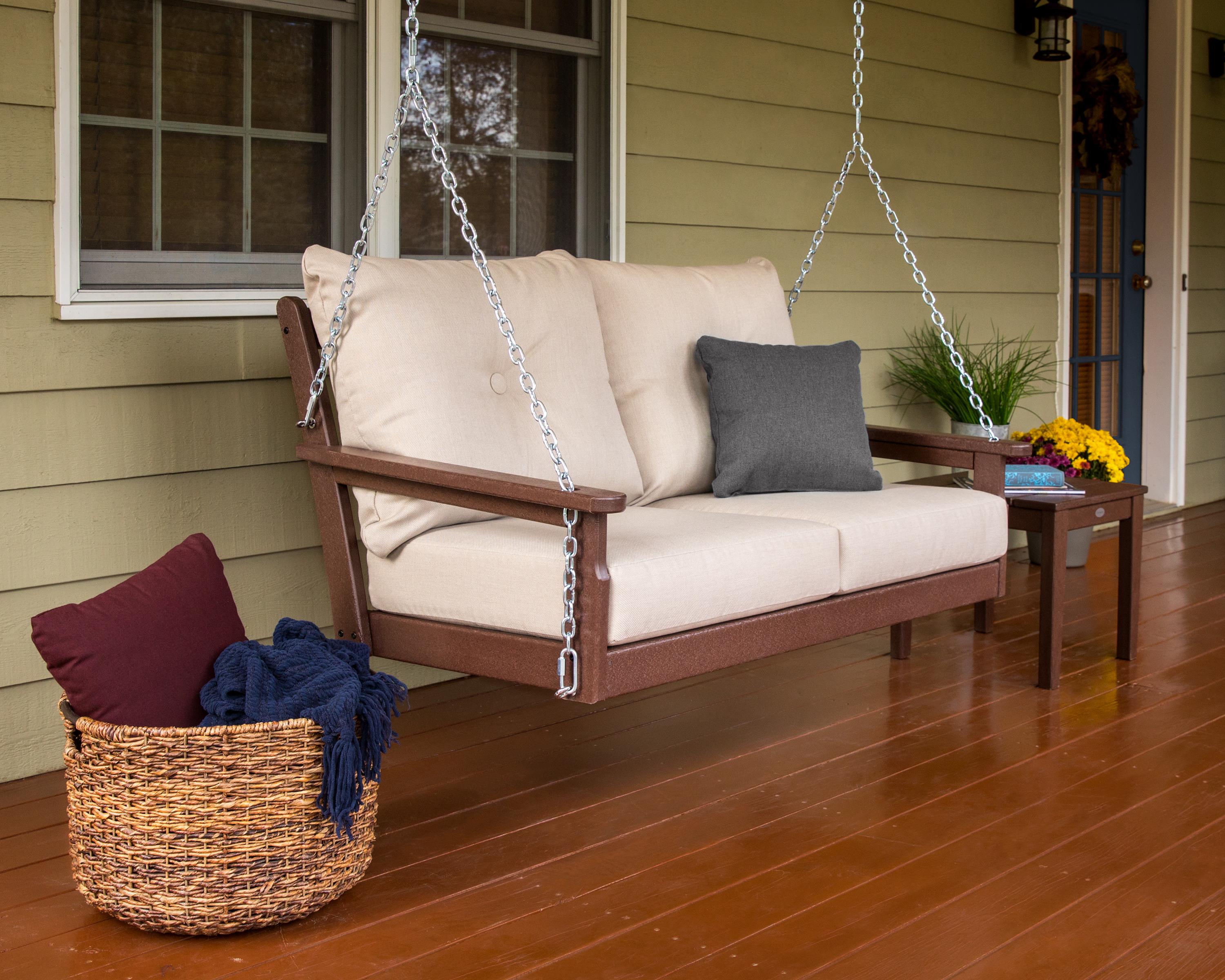 What to Consider Before Hanging a Porch Swing. POLYWOOD Vineyard Deep Seating Swing.