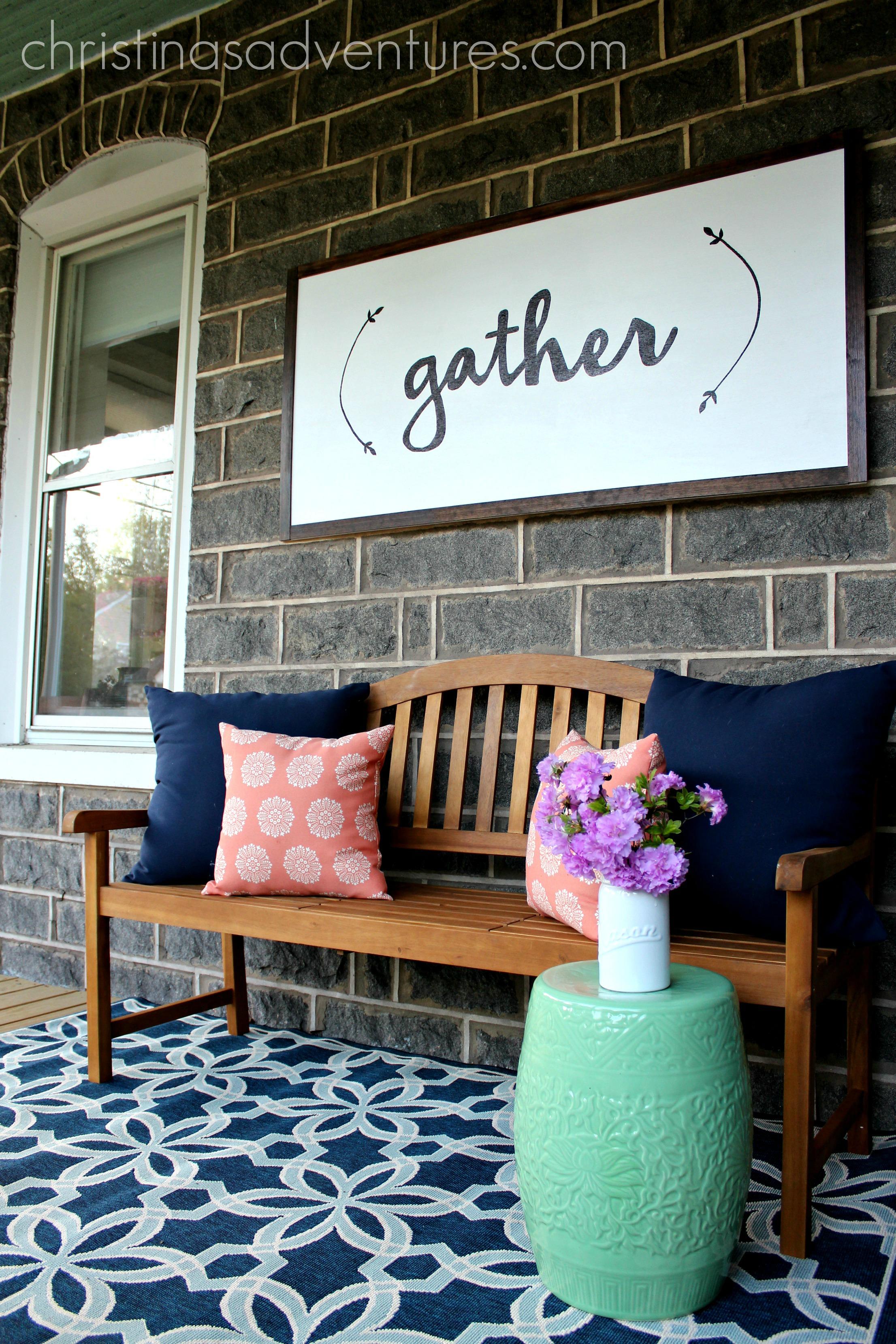 Gather large wood sign perfect for a porch